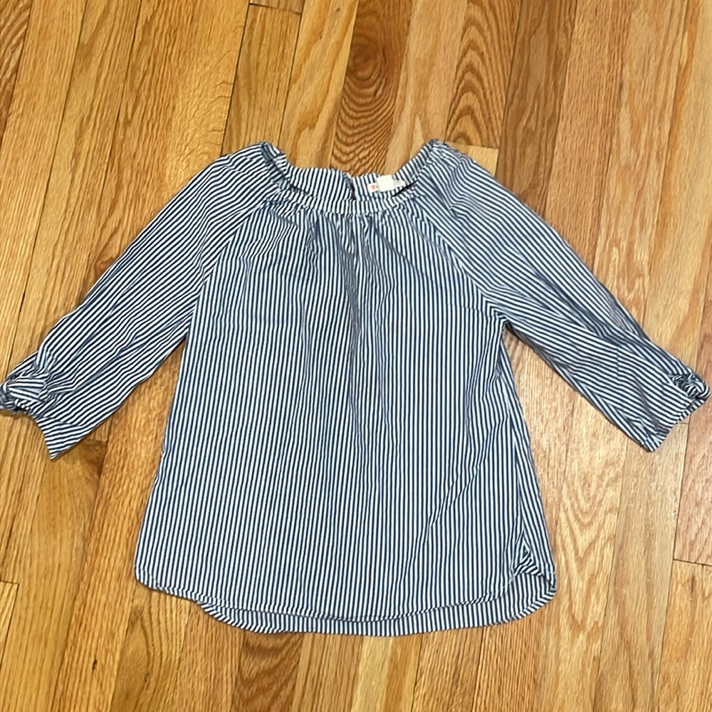 J Crew Kids Crewcuts girls classic preppy blouse blue white strips size 8